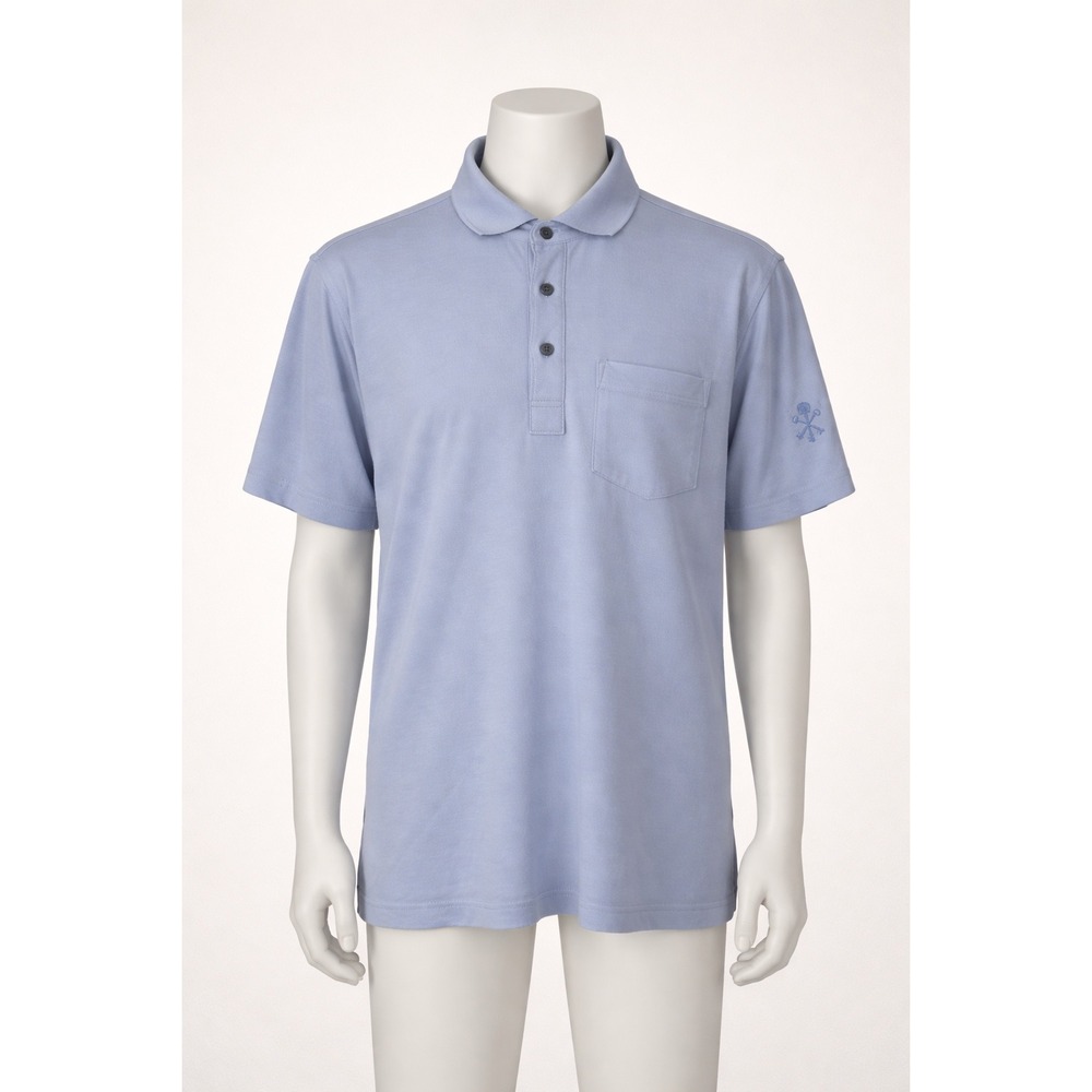 GREYSON Men's Light Blue Pima Cotton Blend Polo Shirt Embroidered Logo Size M